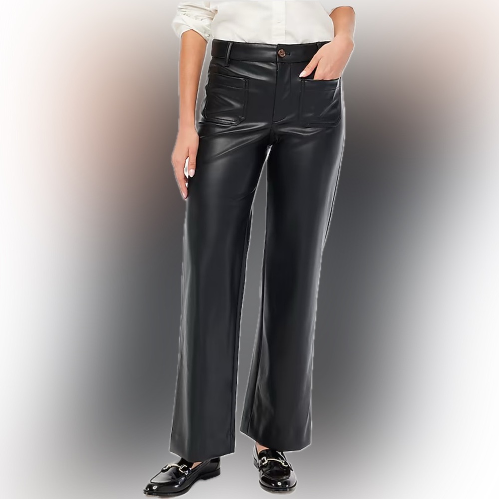 NWT JCrew Petite Lizzie high-rise patch-pocket faux-leather pant size 27P